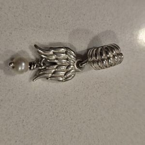 Authentic Pandora Guardian Angel Wings with Pearl Dangle